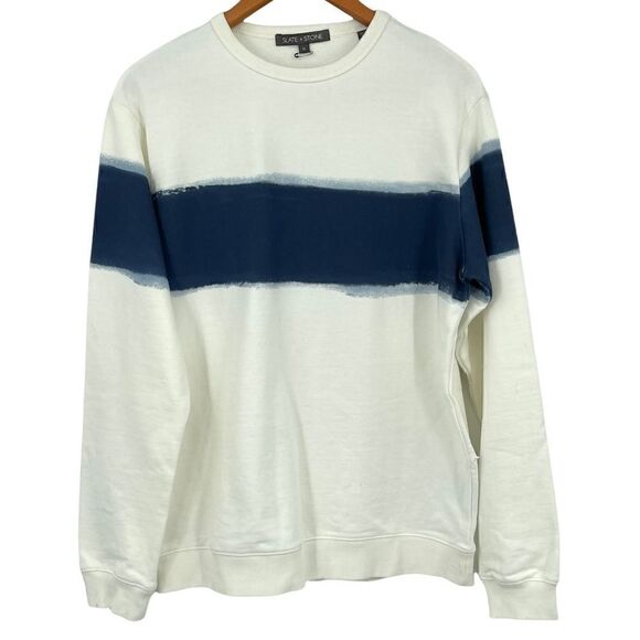 Slate & Stone Stripe Crewneck Pullover Sweatshirt Size Medium - Picture 2 of 7